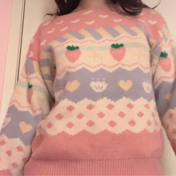 Pink Strawberry Sweater - Picture 2 of 2